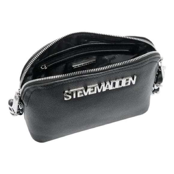 Steve Madden Black Dome Crossbody Bag with Silver Chain - Picture 2 of 4